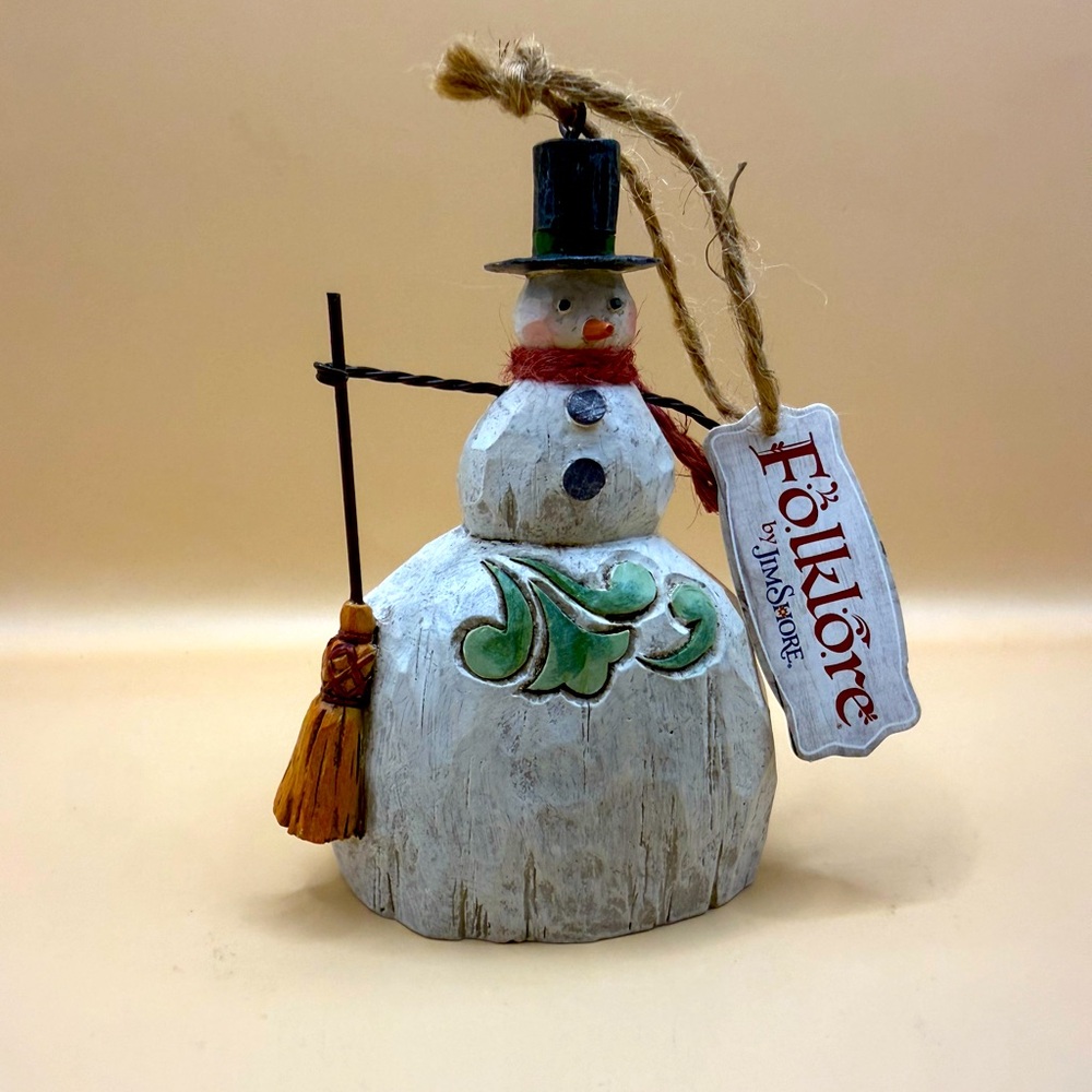 Jim Shore Folklore Folk Art Snowman Mini Figurine Ornament